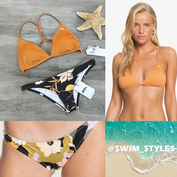 ROXY MIND OF FREEDOM FIXED TRI TOP CLASSIC CHEEKY PANT BIKINI SET - Picture 1 of 13
